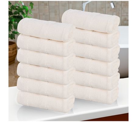 Superior Cotton Ribbed Textured Face Towels, Se t of 12