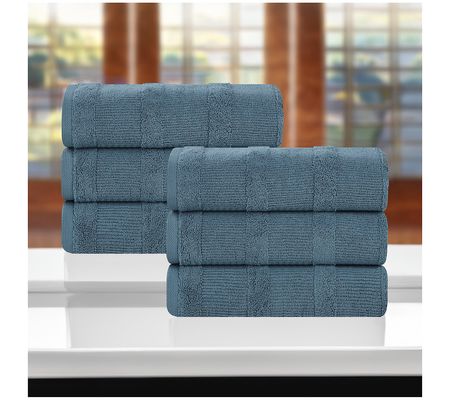Superior Cotton Ribbed Textured Hand Towels, Se t of 6