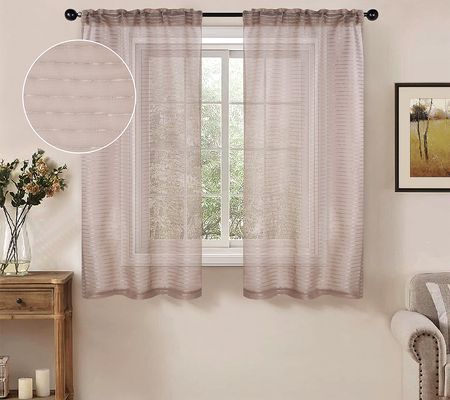 Superior Striped Sheer Window Curtain Panels, S et of 2, 26X63
