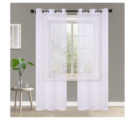 Superior Striped Sheer Window Curtain Panels, S et of 2, 42X84