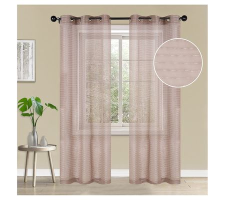 Superior Striped Sheer Window Curtain Panels, S et of 2, 42X96