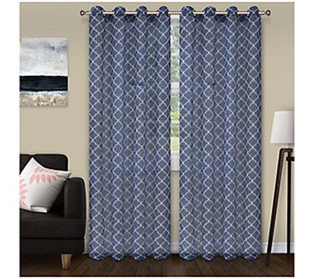 Superior Trellis Sheer Grommet Curtain, 2 Panel s, 52 x 84