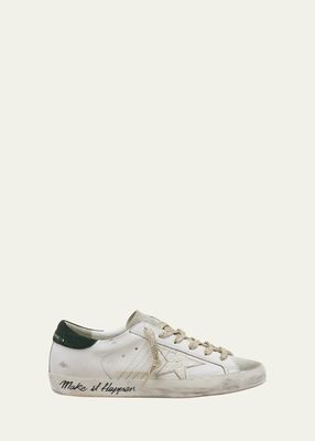 Superstar Mixed Leather Script Low-Top Sneakers