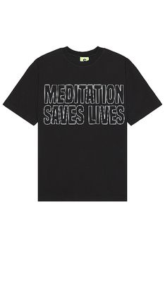 SUPERVSN Meditation Saves Lives Short Sleeve T-Shirt in Black