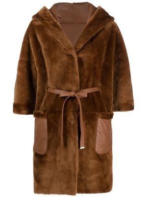 Suprema belted reversible shearling coat - Brown