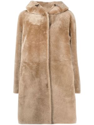Suprema hooded shearling coat - Neutrals