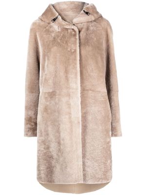 Suprema shearling hooded coat - Neutrals