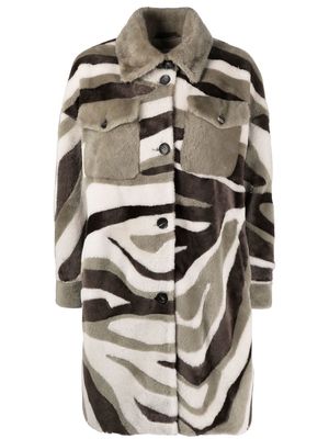 Suprema sheepskin zebra-stripe coat - Grey