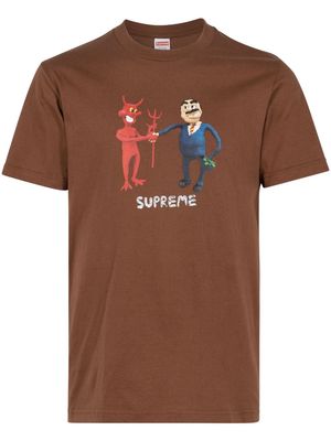 Supreme Business graphic-print cotton T-shirt - Brown