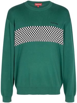 Supreme checkered panel crew-neck sweatshirt - Green