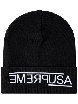 Supreme embroidered-motif knitted beanie - Black