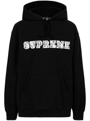 Supreme lace-detail logo hoodie - Black