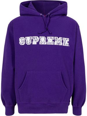 Supreme lace-detail logo hoodie - Purple