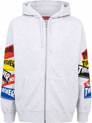 Supreme Thrasher multi logo zip-up hoodie - Grey