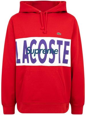 Supreme x Lacoste logo panel hoodie - Red