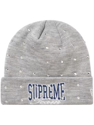 Supreme x New Era Rhinestone cotton beanie - Grey