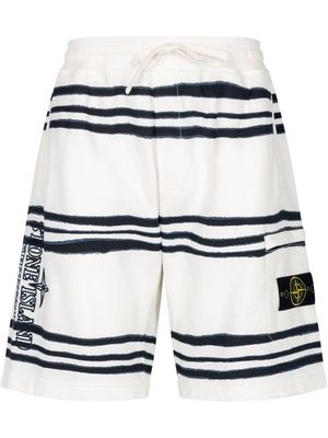 Supreme x Stone Island Warp striped shorts - White