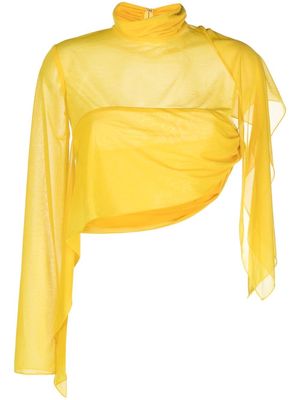 Supriya Lele cropped one-sleeve draped top - Yellow