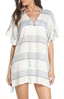 Surf Gypsy Metallic Stripe Cover-Up Dress in Tropical Blue