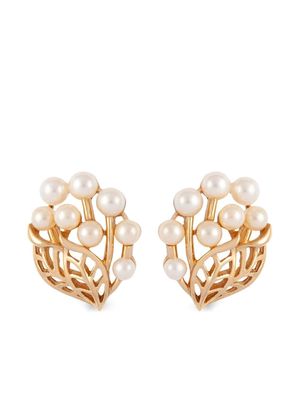 Susan Caplan Vintage 1950s Trifari pearl-embellished clip-on earrings - Gold