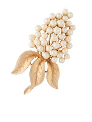 Susan Caplan Vintage 1960s Trifari faux pearl brooch - Gold