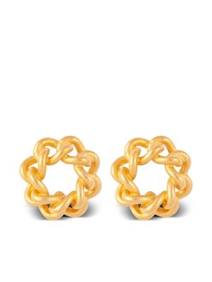 Susan Caplan Vintage 1980s circular chain clip-on earrings - Gold