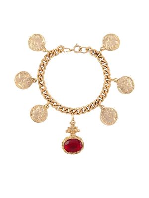 Susan Caplan Vintage 1980s crystal-embellished charm bracelet - Gold
