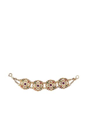 Susan Caplan Vintage 1980s floral-motif crystal-embellished bracelet - Gold