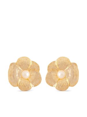 Susan Caplan Vintage 1980s floral stud earrings - Gold