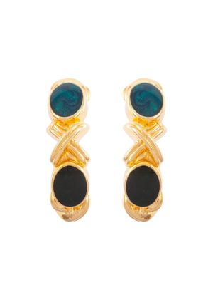 Susan Caplan Vintage 1980s gemstone-embellished clip-on earrings - Gold