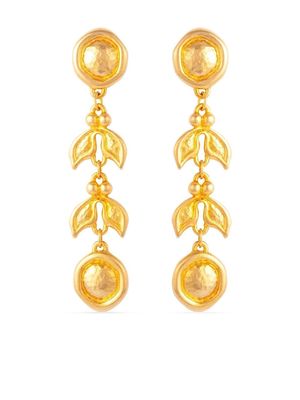 Susan Caplan Vintage 1980s Graduated Leaf drop earrings - Gold