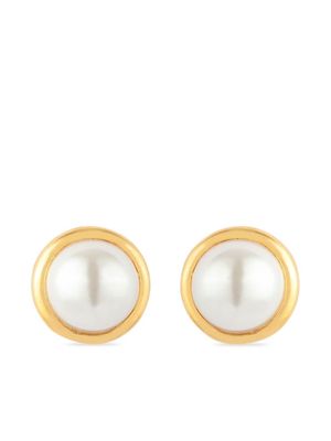Susan Caplan Vintage 1980s pearl-embellished clip-on earrings - Gold