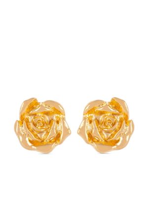 Susan Caplan Vintage 1980s rose post earrings - Gold