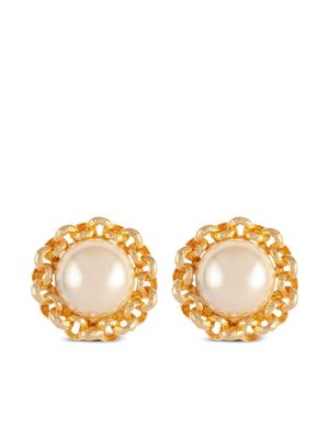 Susan Caplan Vintage 1990s faux-pearl clip-on earrings - Gold