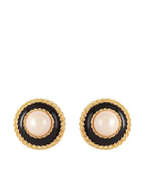 Susan Caplan Vintage 1990s pearl-embellished clip-on earrings - Gold