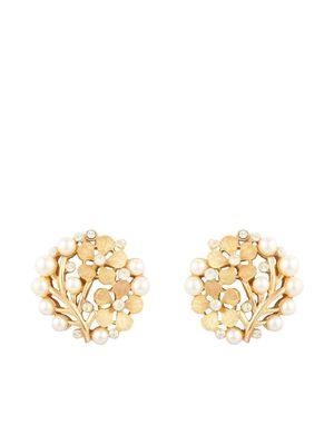Susan Caplan Vintage x Trifari 1960s faux-pearl crystal-embellished earrings - Gold