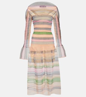 Susan Fang Striped tulle midi dress