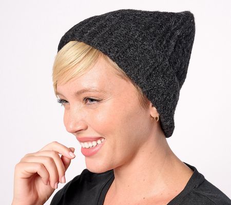Susan Graver Chunky Yarn Cuffed Hat with Lurex