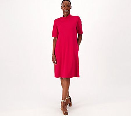 Susan Graver Every Day Pet Supreme Knit Elbow Sleeve Dress