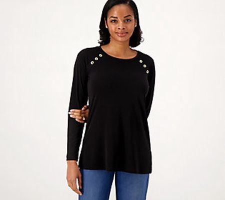 Susan Graver Every Day Petite Liquid Knit A-Line Tunic