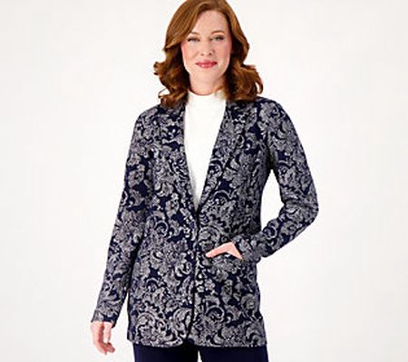 Susan Graver Occasions Regular Metallic Printed Knit Blazer