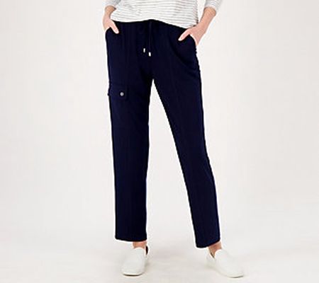 Susan Graver Petite Liquid Knit Slim Leg Pants w/Cargo Pocket