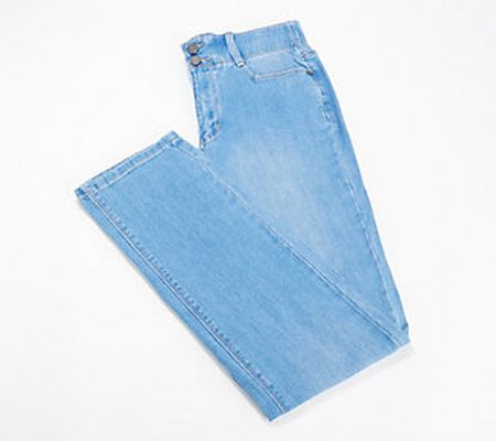 Susan Graver Petite Stretch Denim Straight Leg Jean