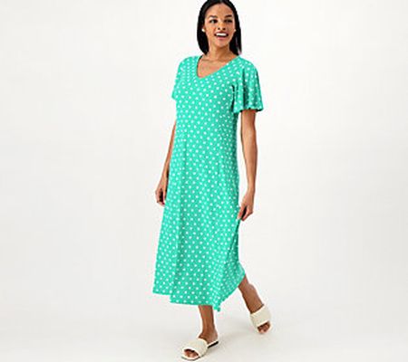Susan Graver Printed Petite Liquid Knit Midi Dress