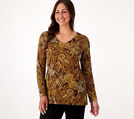 Susan Graver Printed Regular Liquid Knit Long Sleeve Tunic