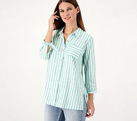Susan Graver PURE Yarn-Dyed Regular Linen Blend Shirt