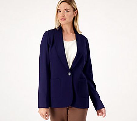 Susan Graver Reg Ponte Knit Shawl Collar Blazer