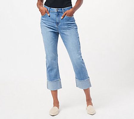 Susan Graver Reg Stretch Denim Crop GirlfriendJeans with Cuff