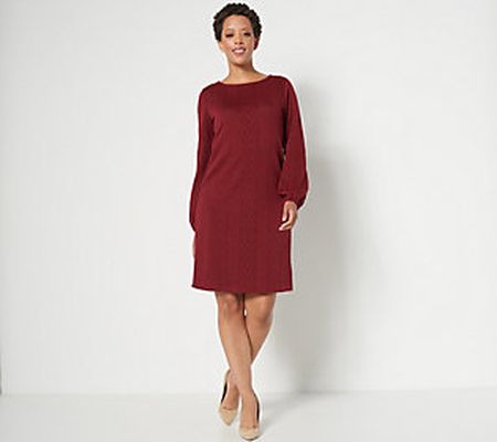 Susan Graver Regular Cable Sweater Knit Bateau Neck Dress