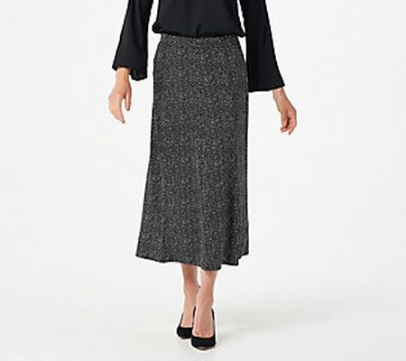 Susan Graver Regular Printed Liquid Knit Midi Skirt